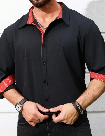 Camasa SHEIN Plus Size Men, negru Negru