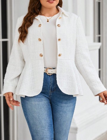 
						Blazer SHEIN CURVE, alb