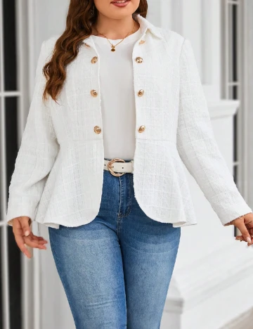 Blazer SHEIN CURVE, alb Alb