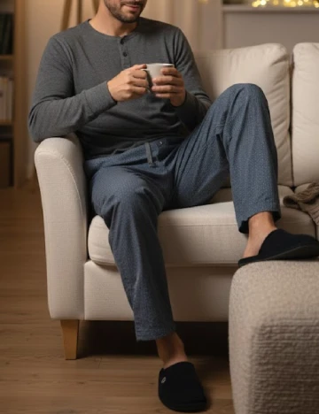 Pantaloni de pijama Zara, bleumarin Albastru