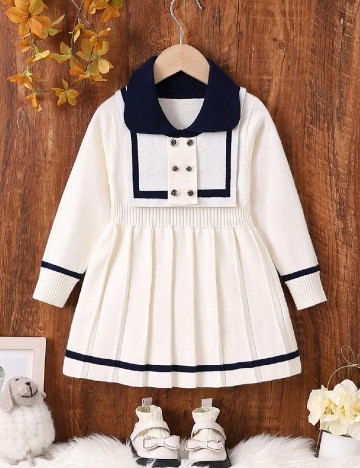 
						Rochie Shein Kids, ecru/bleumarin