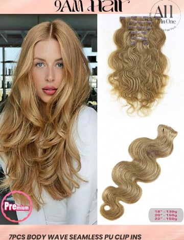 
						Extensii de par invizibile cu clipsuri 7 bucati SHEIN, maro