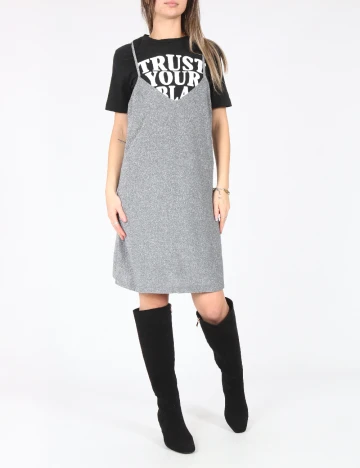 Rochie scurta Zara, negru/argintiu Gri