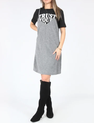 Rochie scurta Zara, negru/argintiu Gri