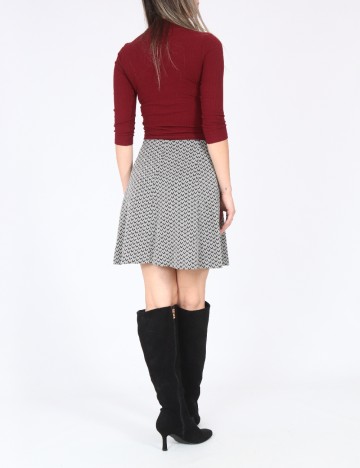 Fusta Bershka, negru/alb