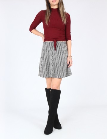 Fusta Bershka, negru/alb