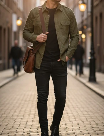 Camasa Bershka, kaki Verde