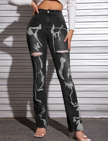 Blugi SHEIN, negru/gri Negru