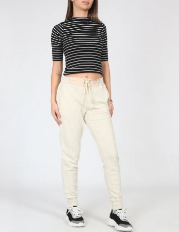 Pantaloni Pull&Bear, ecru Alb