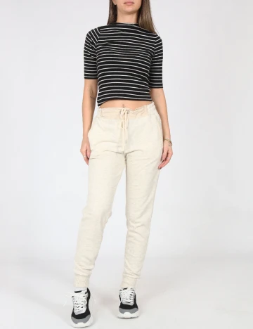 Pantaloni Pull&Bear, ecru Alb