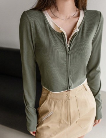 Bluza Dazy, verde/crem