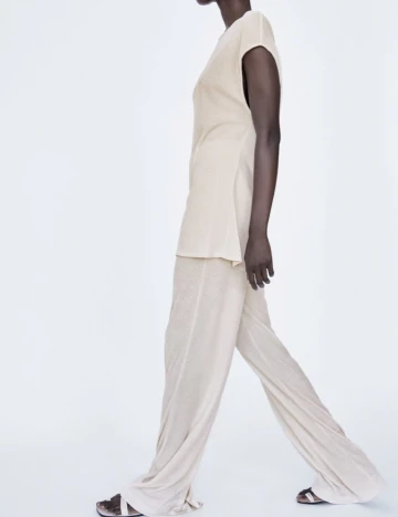 Pantaloni Zara, ecru Alb