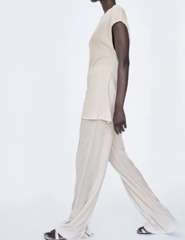 Pantaloni Zara, ecru Alb
