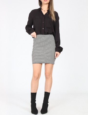 Fusta Pull&Bear, alb/negru