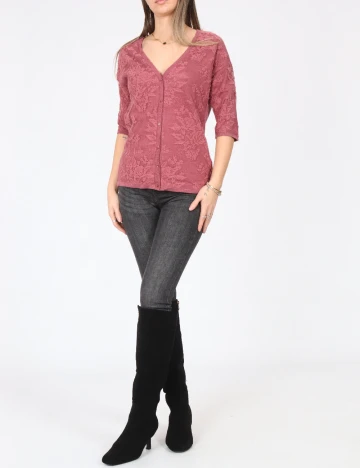 Bluza Bershka, roz pudra inchis Roz