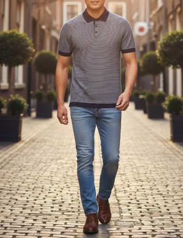 
						Tricou Zara, bleumarin/alb