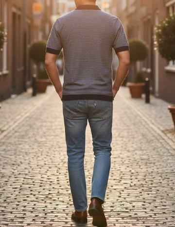 Tricou Zara, bleumarin/alb Albastru