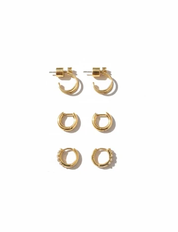 Set Cercei 3 perechi Zara, auriu Galben