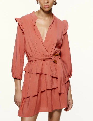 Rochie scurta Zara, piersica Roz