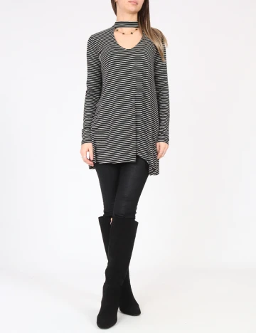 Bluza Bershka, alb/negru Negru