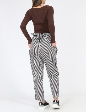Pantaloni Zara, negru/alb