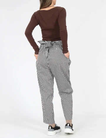 Pantaloni Zara, negru/alb