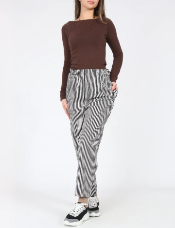 Pantaloni Zara, negru/alb