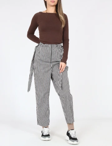 Pantaloni Zara, negru/alb