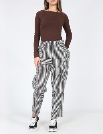 Pantaloni Zara, negru/alb