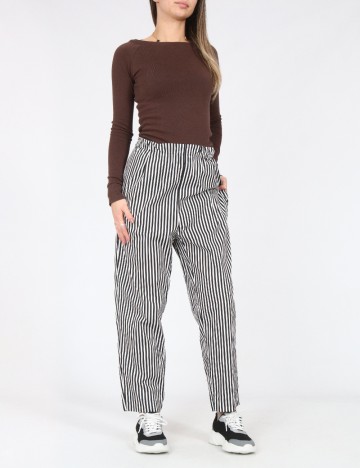 Pantaloni Zara, negru/alb