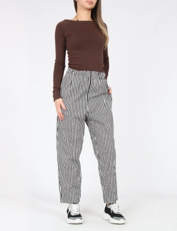 Pantaloni Zara, negru/alb