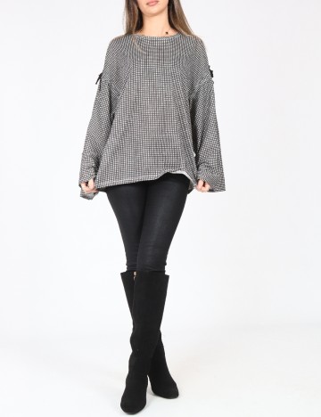 Bluza Oversize Zara, alb/negru