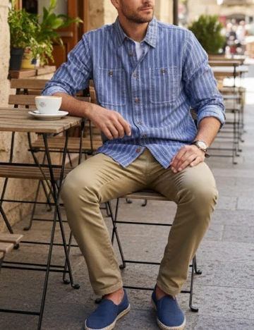 Camasa Bershka, albastru Albastru