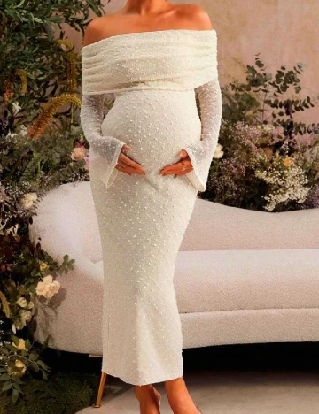 Rochie lunga SHEIN Maternity, crem Crem