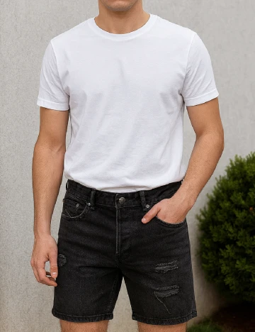 Pantaloni scurti Bershka, negru Negru