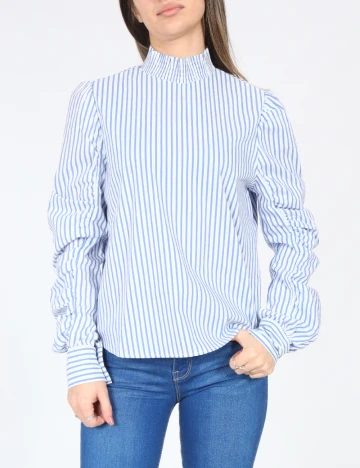Bluza Bershka, alb/albastru Albastru
