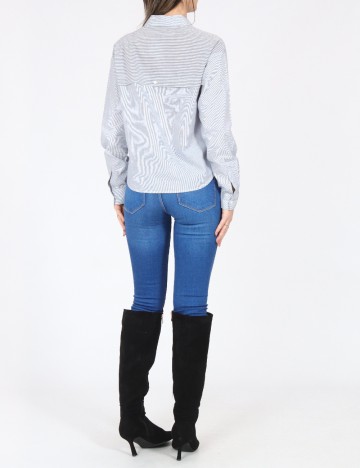 Camasa Bershka, alb/albastru