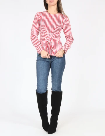 Bluza Bershka, rosu/alb Rosu