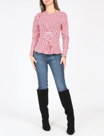 Bluza Bershka, rosu/alb Rosu