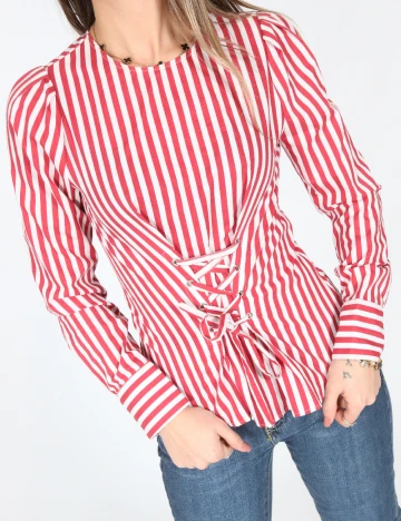 Bluza Bershka, rosu/alb Rosu