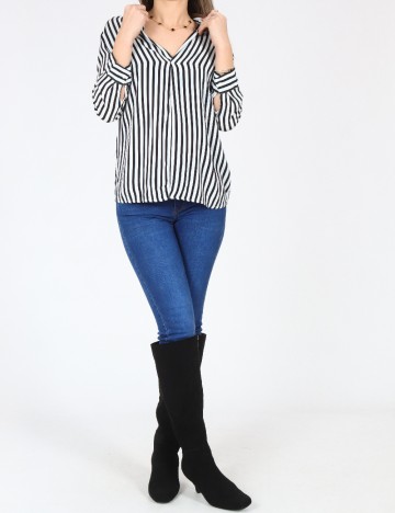 Bluza Bershka, alb/negru