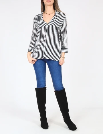 Bluza Bershka, alb/negru Alb