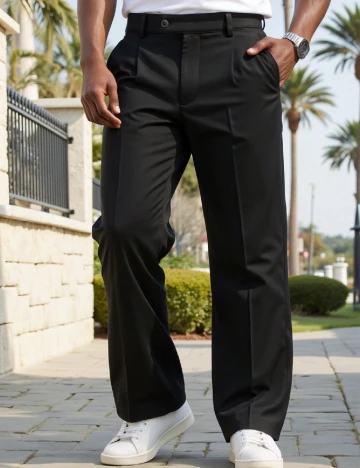 Pantaloni SHEIN Plus Size Men, negru Negru