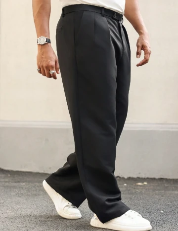 Pantaloni SHEIN Plus Size Men, negru Negru