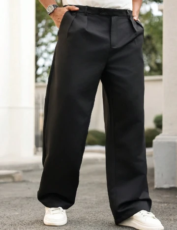 Pantaloni SHEIN Plus Size Men, negru Negru