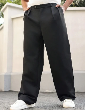 Pantaloni SHEIN Plus Size Men, negru Negru