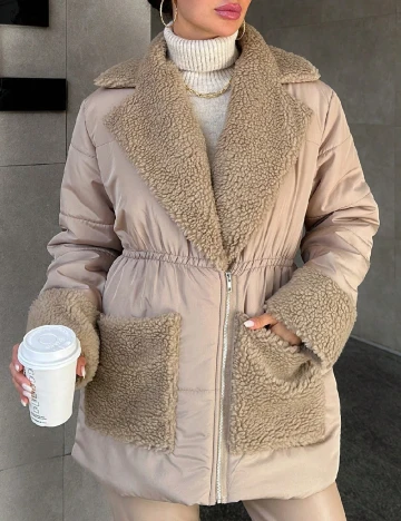 Geaca SHEIN, bej Crem