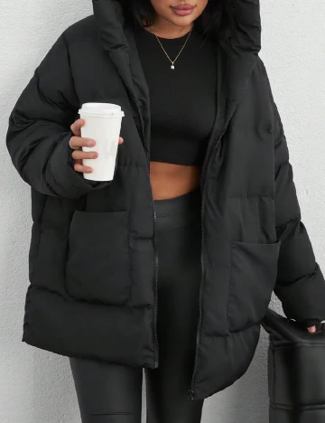 Geaca Oversize SHEIN, negru Negru