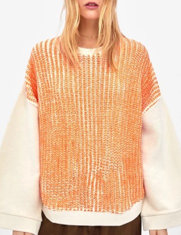 Bluza Zara, crem/portocaliu