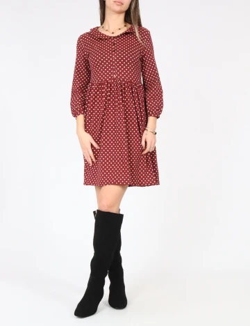 Rochie medie Zara, visiniu/ecru Rosu